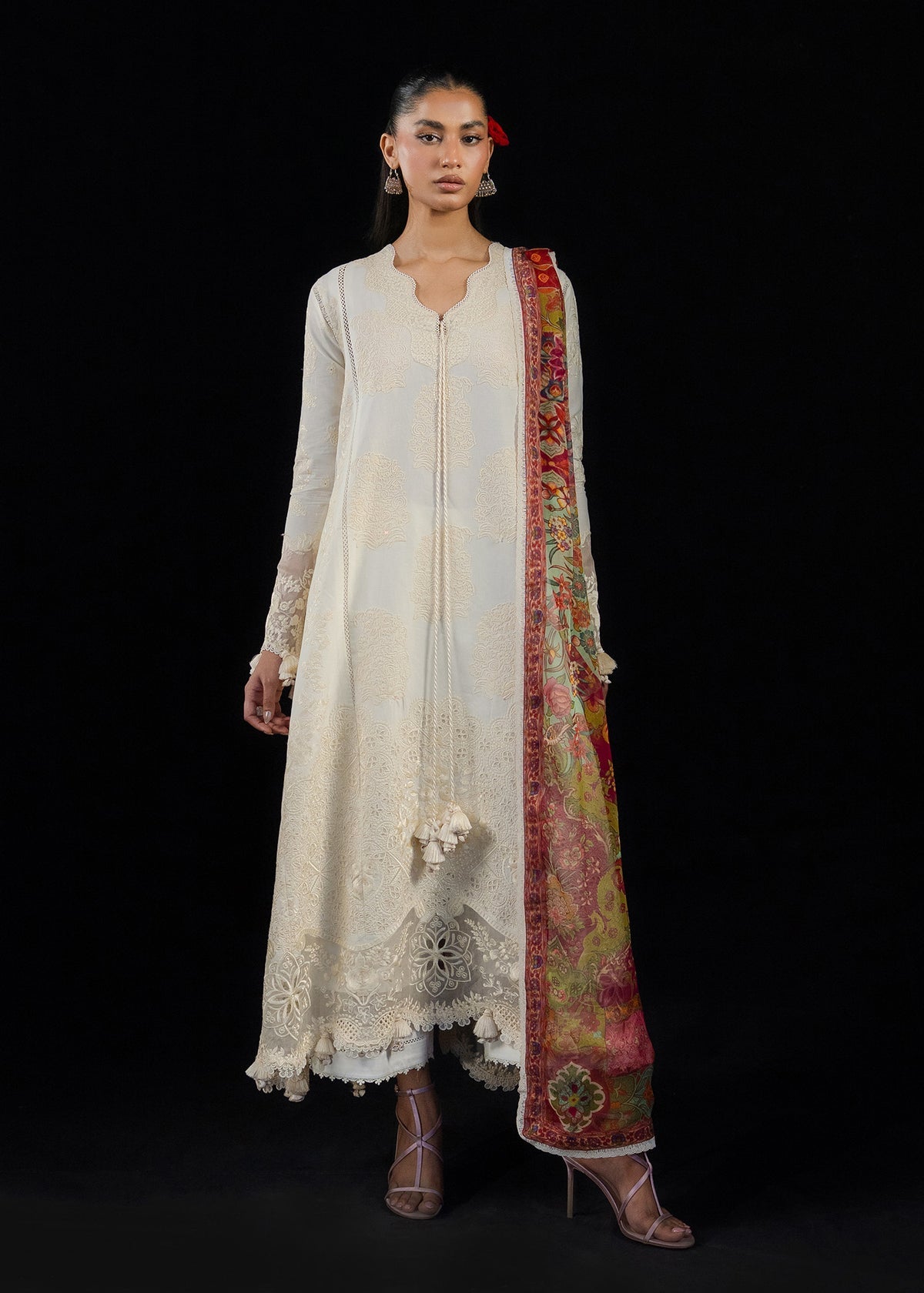 Hussain Rehar | Zan SS26 | Sefi-Brand:Hussain Rehar-Type:Ladies Clothes-Ivory-Lawn-House of Maryam- Buy in UK, USA