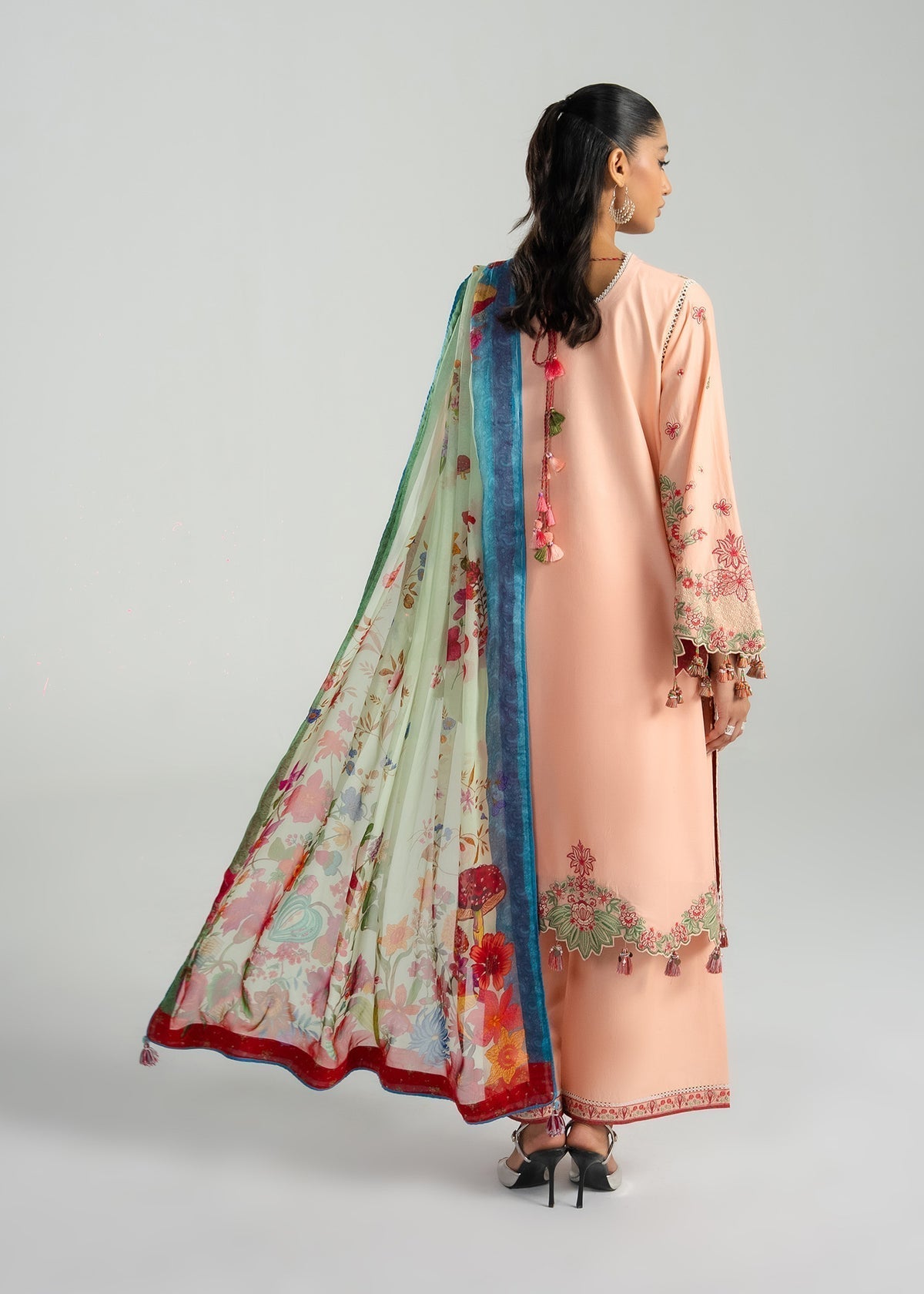 Hussain Rehar | Zan SS26 |Seftali-Brand:Hussain Rehar-Type:Ladies Clothes-Pale Peach-Lawn-House of Maryam- Buy in UK, USA