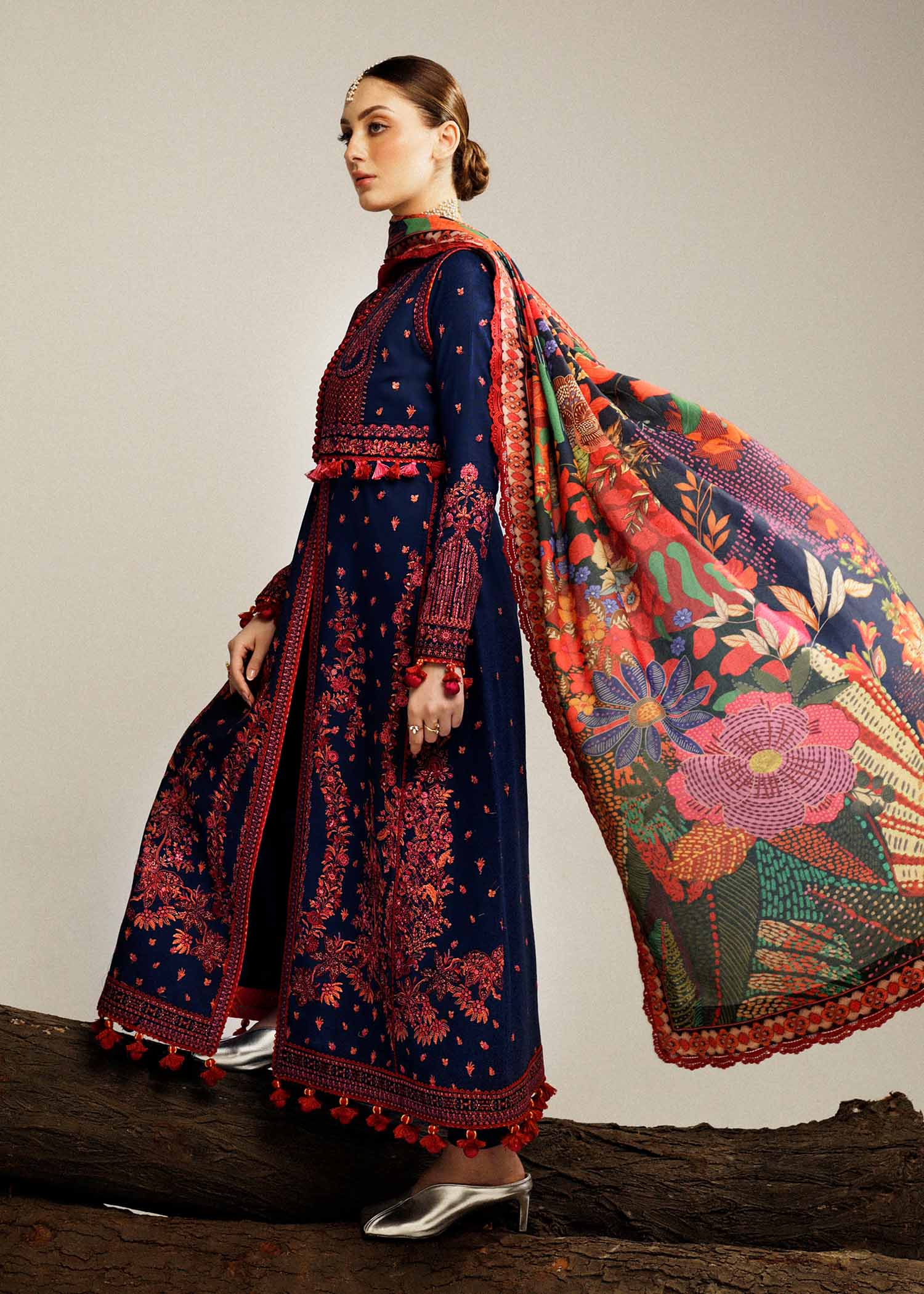 Hussain Rehar | Winter Shawl Khaddar 23 | Cerulean