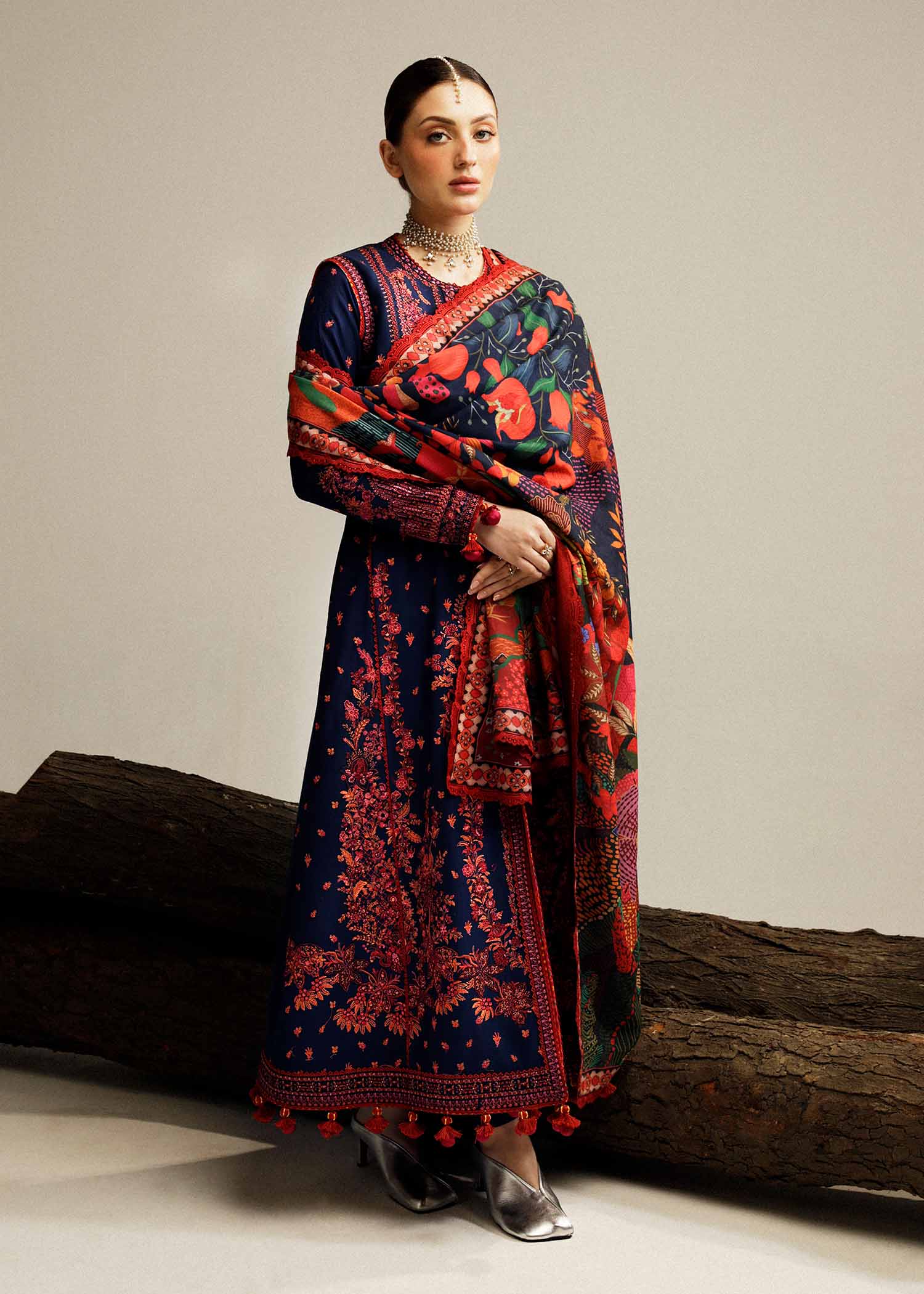 Hussain Rehar | Winter Shawl Khaddar 23 | Cerulean