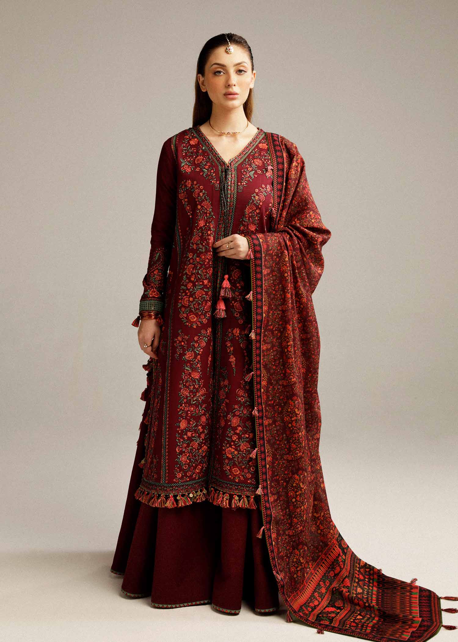 Hussain Rehar | Winter Shawl Khaddar 23 | Ruby