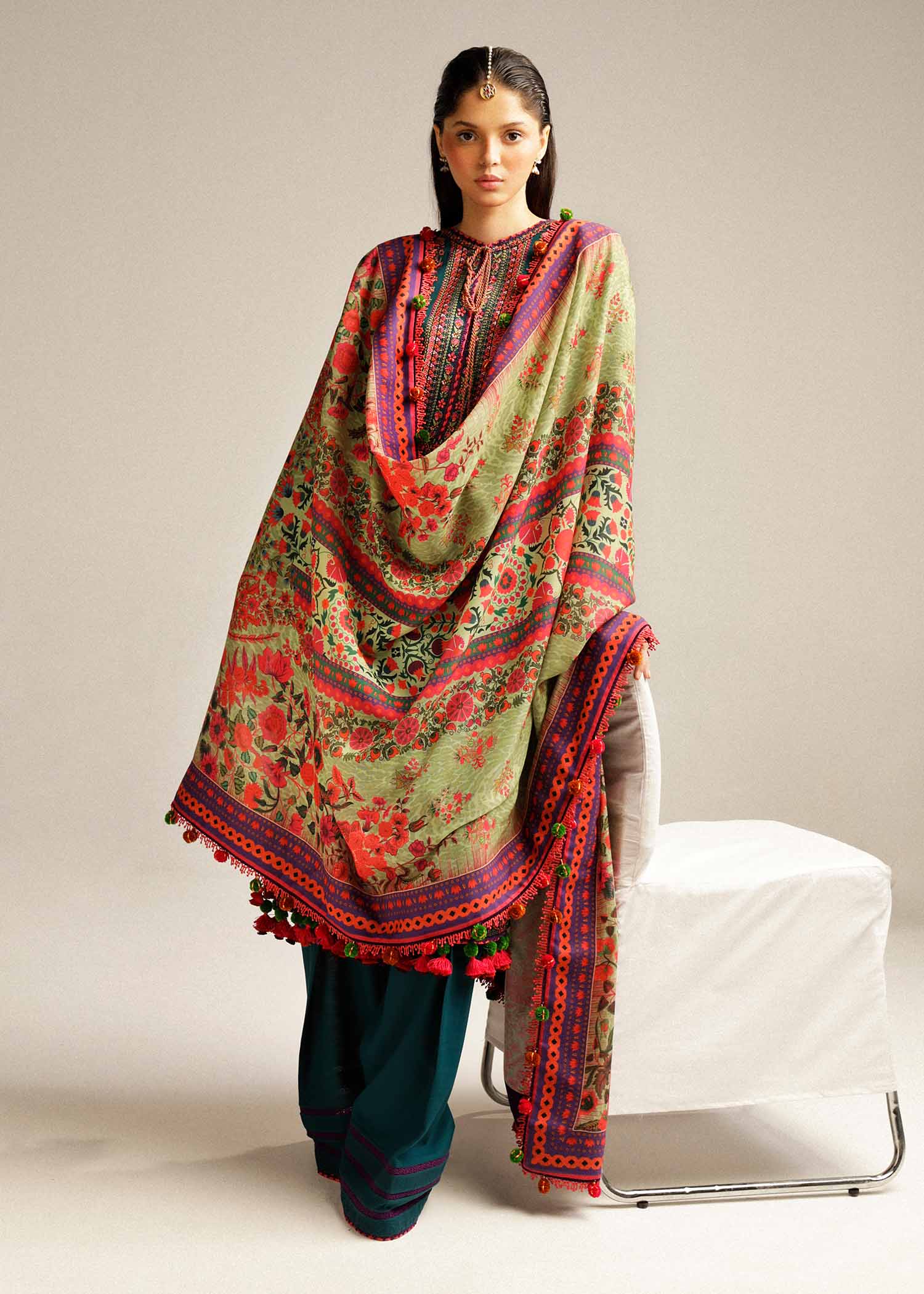 Hussain Rehar | Winter Shawl Khaddar 23 | Teal