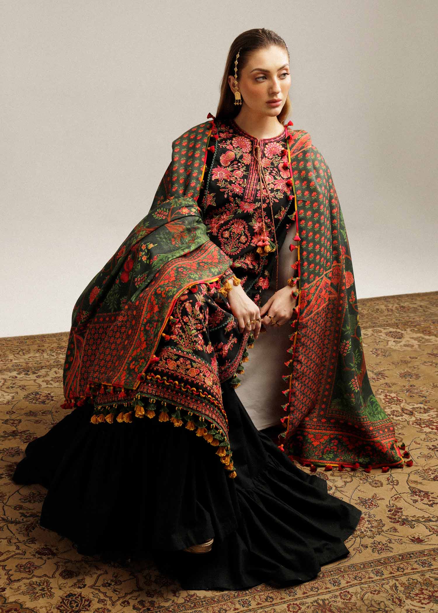 Hussain Rehar | Winter Shawl Khaddar 23 | Raat by Designer Hussain Rehar - House of Maryam - Pakistani Designer Ethnic Wear in {{ shop.shopifyCountryName }}