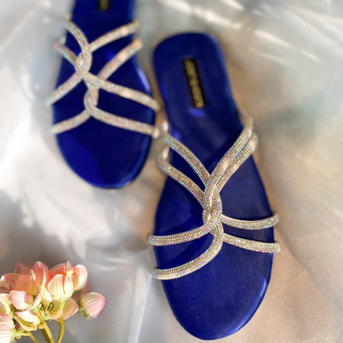 Blue Passion Slides by Designer House of Maryam - House of Maryam - Pakistani Designer Ethnic Wear in {{ shop.shopifyCountryName }}