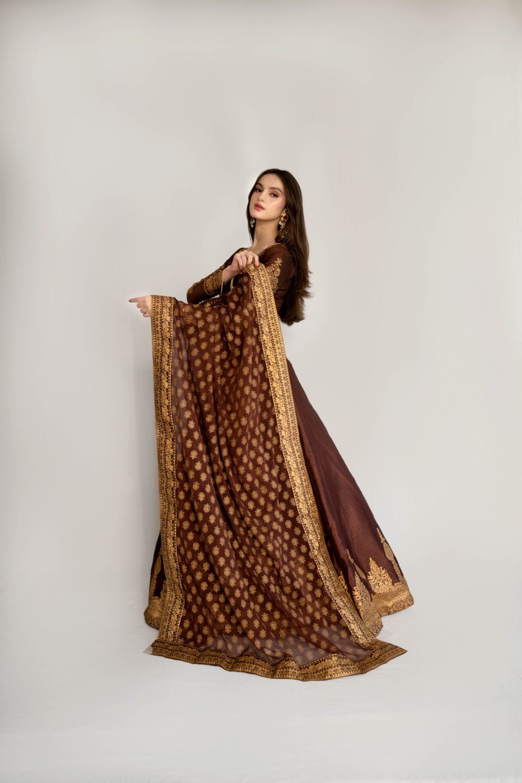 BROWN BLOCK – II -  Shehmina's  - Original Designer Dress - House of Maryam