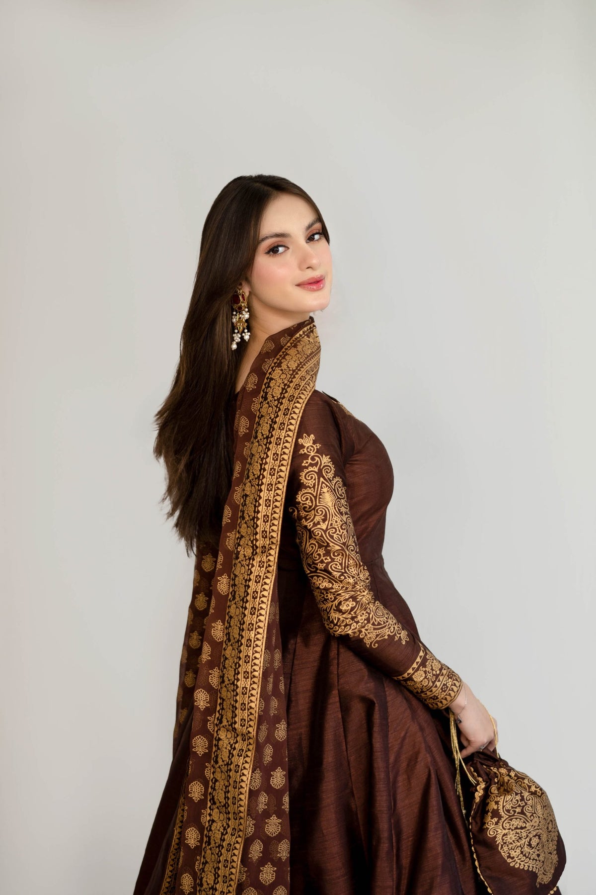 BROWN BLOCK – II -  Shehmina's  - Original Designer Dress - House of Maryam
