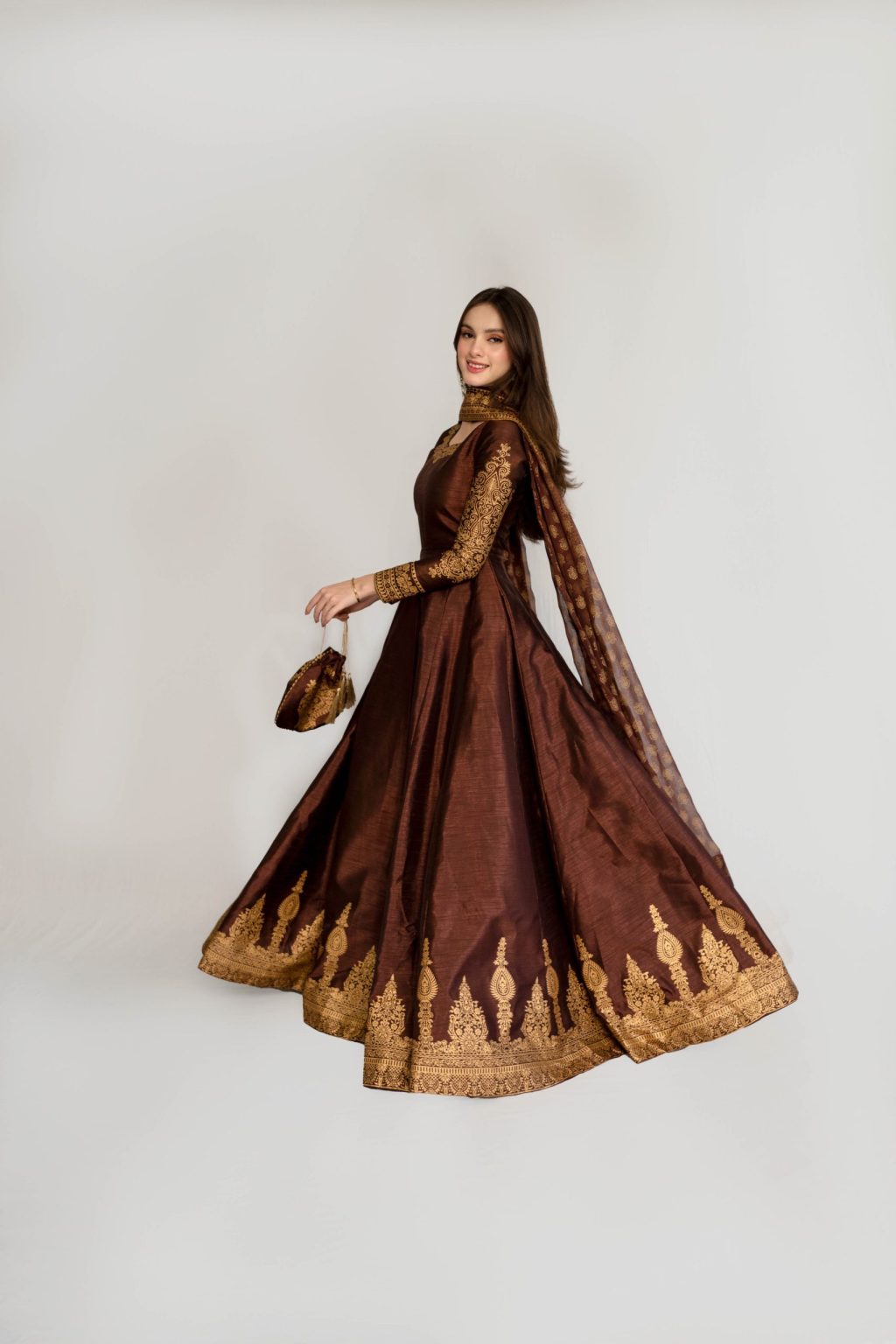 BROWN BLOCK – II -  Shehmina's  - Original Designer Dress - House of Maryam