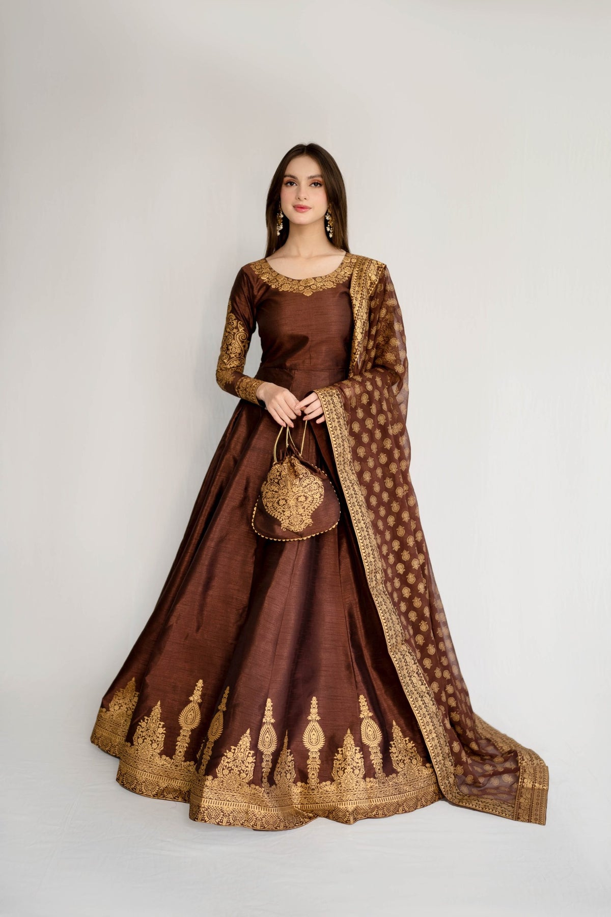 BROWN BLOCK – II -  Shehmina's  - Original Designer Dress - House of Maryam