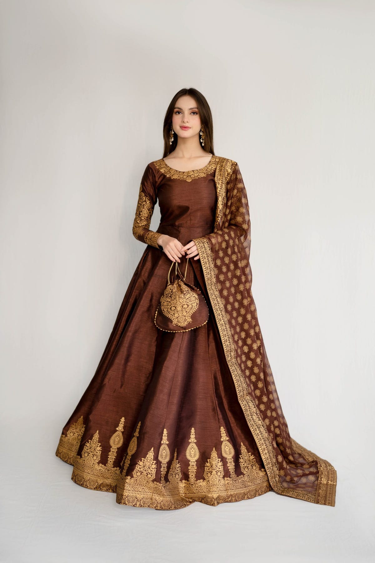 BROWN BLOCK – II -  Shehmina's  - Original Designer Dress - House of Maryam