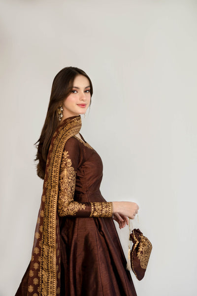 BROWN BLOCK – II -  Shehmina's  - Original Designer Dress - House of Maryam