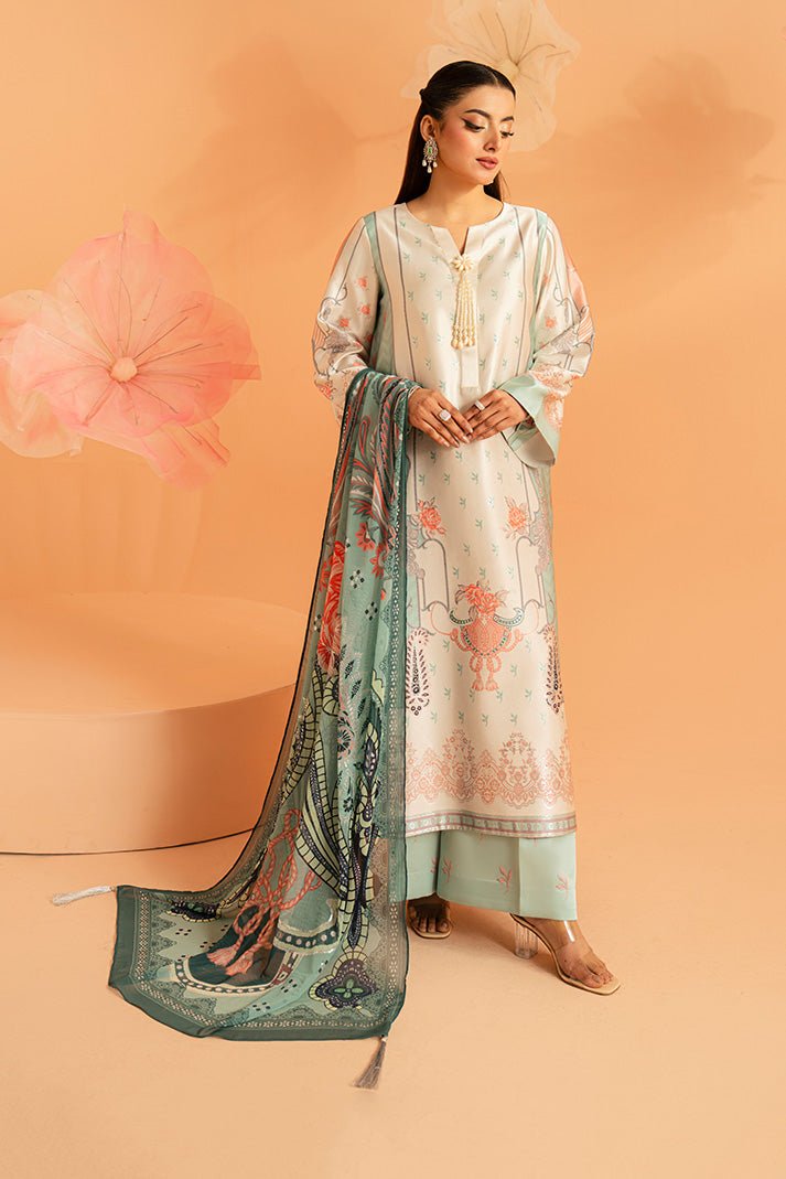Imrozia Premium | Amelia Printed Silk | SP-149 Celeste Bloom-Brand:Imrozia Premium-Type:Ladies Clothes-Sage-Silk-House of Maryam- Buy in UK, USA