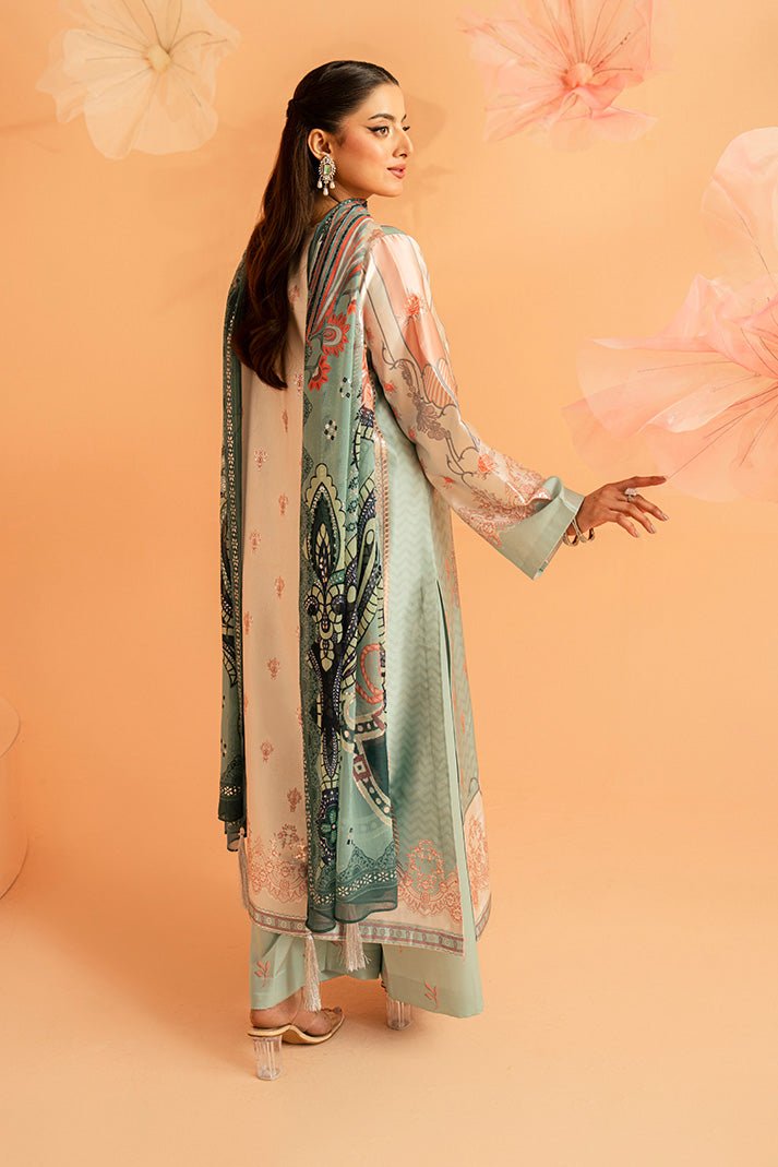 Imrozia Premium | Amelia Printed Silk | SP-149 Celeste Bloom-Brand:Imrozia Premium-Type:Ladies Clothes-Sage-Silk-House of Maryam- Buy in UK, USA