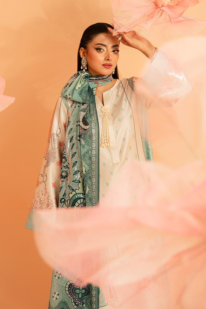 Imrozia Premium | Amelia Printed Silk | SP-149 Celeste Bloom-Brand:Imrozia Premium-Type:Ladies Clothes-Sage-Silk-House of Maryam- Buy in UK, USA