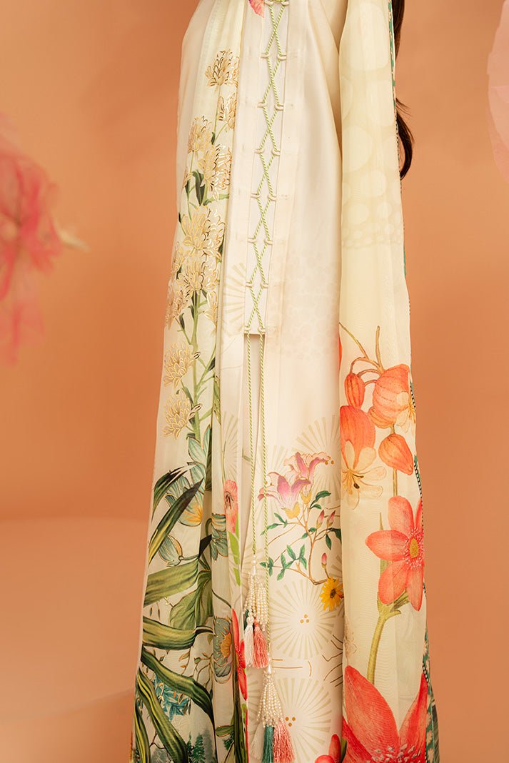 Imrozia Premium | Amelia Printed Silk | SP-153 Ivory Botanica-Brand:Imrozia Premium-Type:Ladies Clothes-Ivory-Silk-House of Maryam- Buy in UK, USA