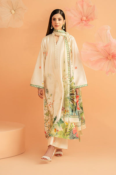 Imrozia Premium | Amelia Printed Silk | SP-153 Ivory Botanica-Brand:Imrozia Premium-Type:Ladies Clothes-Ivory-Silk-House of Maryam- Buy in UK, USA