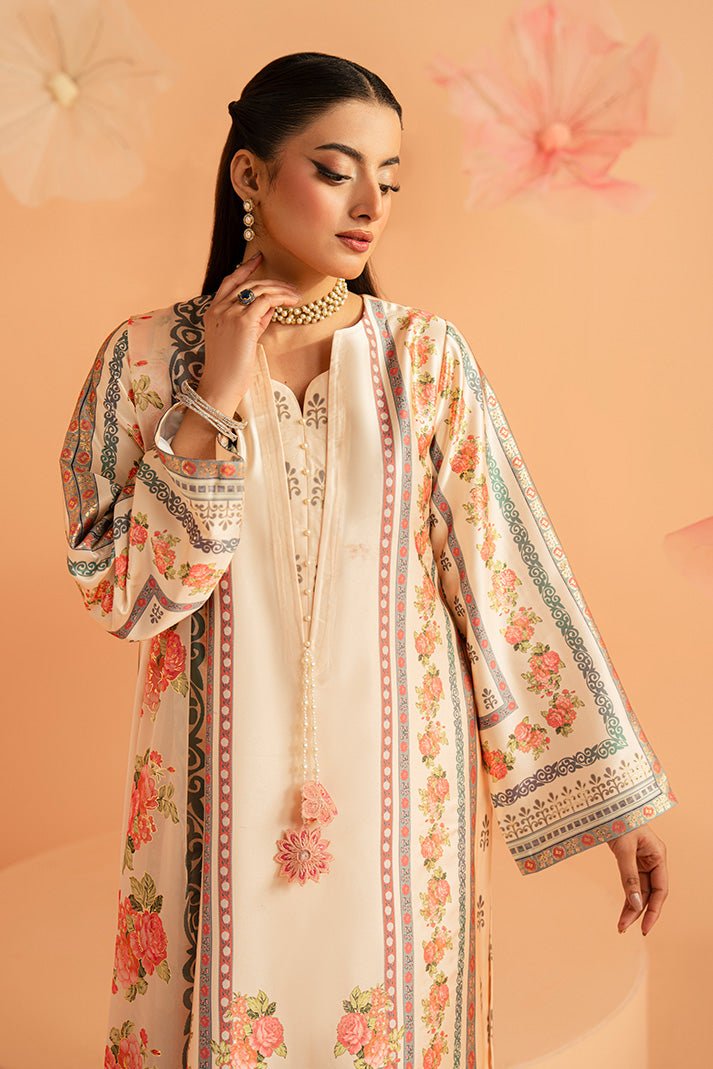 Imrozia Premium | Amelia Printed Silk | SP-154 Rosé Charm-Brand:Imrozia Premium-Type:Ladies Clothes-Peach Cream-Silk-House of Maryam- Buy in UK, USA