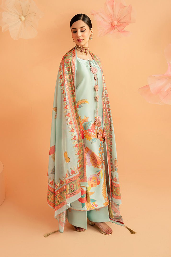 Imrozia Premium | Amelia Printed Silk | SP-155 Mint Mirage-Brand:Imrozia Premium-Type:Ladies Clothes-Mint-Silk-House of Maryam- Buy in UK, USA