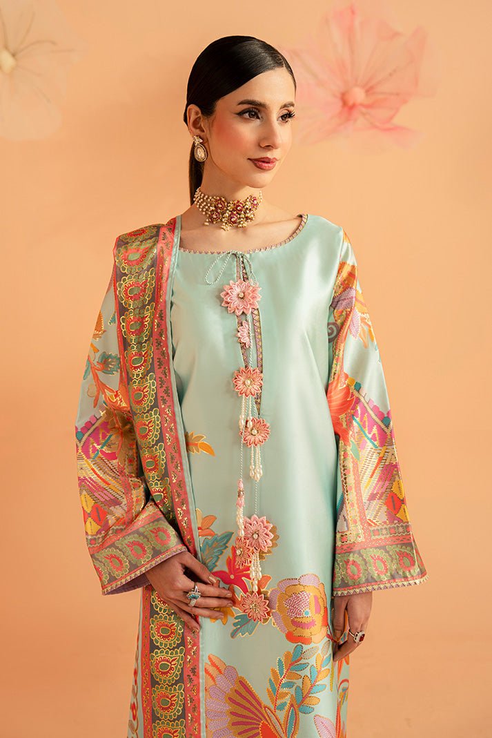 Imrozia Premium | Amelia Printed Silk | SP-155 Mint Mirage-Brand:Imrozia Premium-Type:Ladies Clothes-Mint-Silk-House of Maryam- Buy in UK, USA