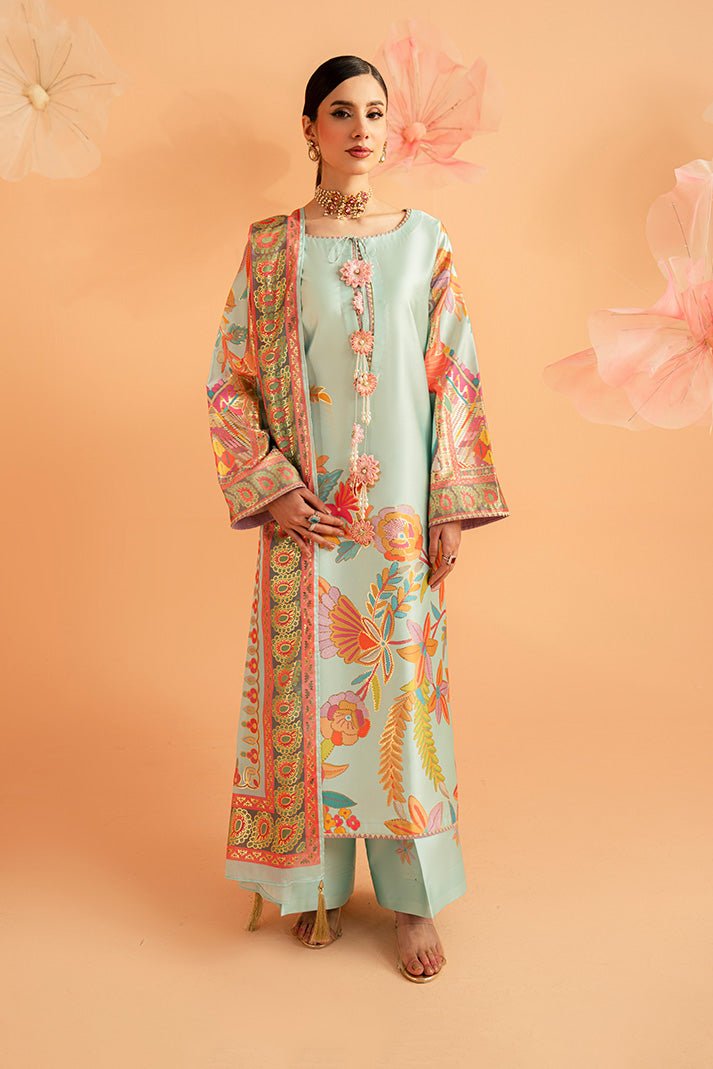 Imrozia Premium | Amelia Printed Silk | SP-155 Mint Mirage-Brand:Imrozia Premium-Type:Ladies Clothes-Mint-Silk-House of Maryam- Buy in UK, USA