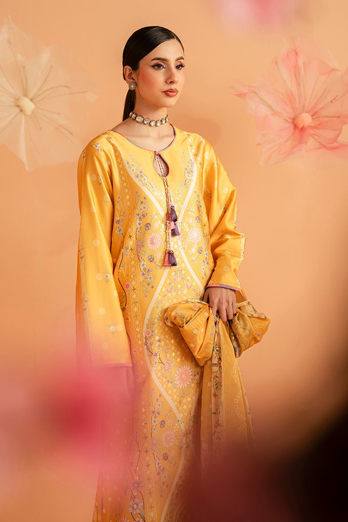 Imrozia Premium | Amelia Printed Silk | SP-156 Sunlit Aura-Brand:Imrozia Premium-Type:Ladies Clothes-Mustard Yellow-Silk-House of Maryam- Buy in UK, USA