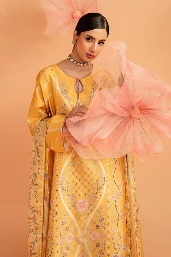 Imrozia Premium | Amelia Printed Silk | SP-156 Sunlit Aura-Brand:Imrozia Premium-Type:Ladies Clothes-Mustard Yellow-Silk-House of Maryam- Buy in UK, USA