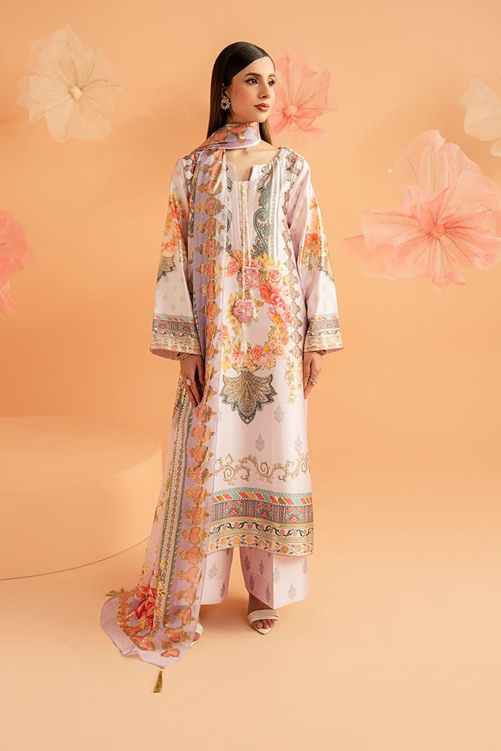 Imrozia Premium | Amelia Printed Silk | SP-157 Lilac Opulence-Brand:Imrozia Premium-Type:Ladies Clothes-Soft Lilac-Silk-House of Maryam- Buy in UK, USA