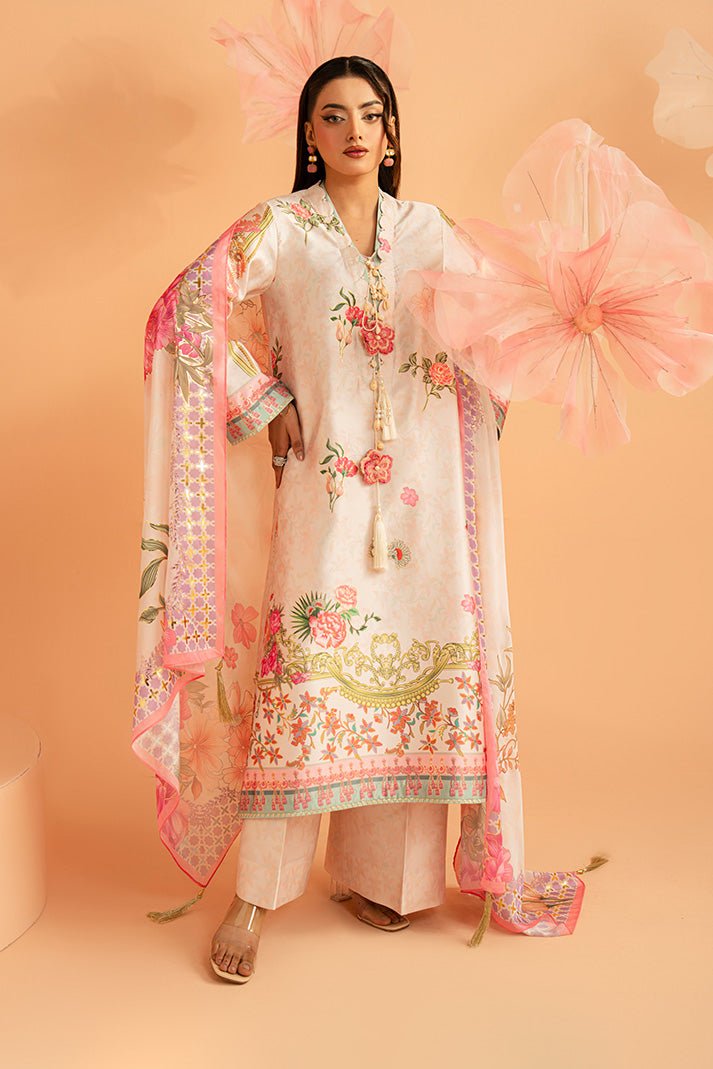 Imrozia Premium | Amelia Printed Silk | SP-158 Blush Reverie-Brand:Imrozia Premium-Type:Ladies Clothes-Peach Cream-Silk-House of Maryam- Buy in UK, USA