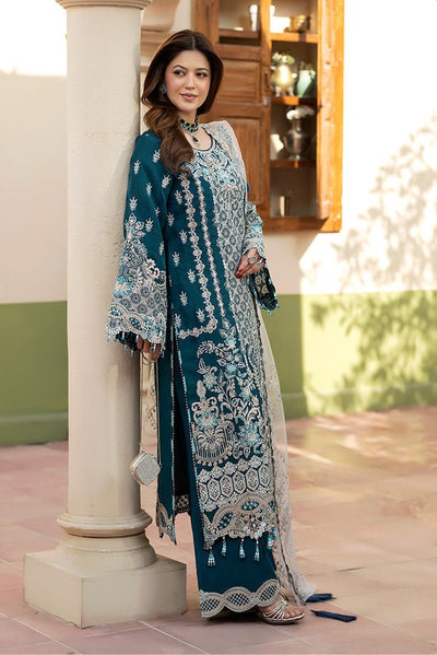 Imrozia Premium | Baad e Saba | I-267 Zarqash-Brand:Imrozia Premium-Type:Ladies Clothes-Dark Teal Blue-Organza-House of Maryam- Buy in UK, USA