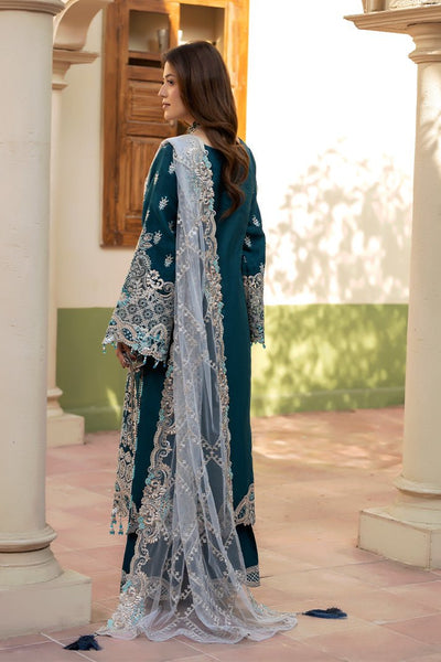 Imrozia Premium | Baad e Saba | I-267 Zarqash-Brand:Imrozia Premium-Type:Ladies Clothes-Dark Teal Blue-Organza-House of Maryam- Buy in UK, USA