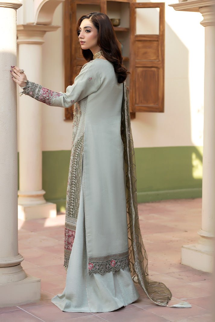 Imrozia Premium | Baad e Saba | I-268 Narmeen-Brand:Imrozia Premium-Type:Ladies Clothes-Ice Blue-Organza-House of Maryam- Buy in UK, USA