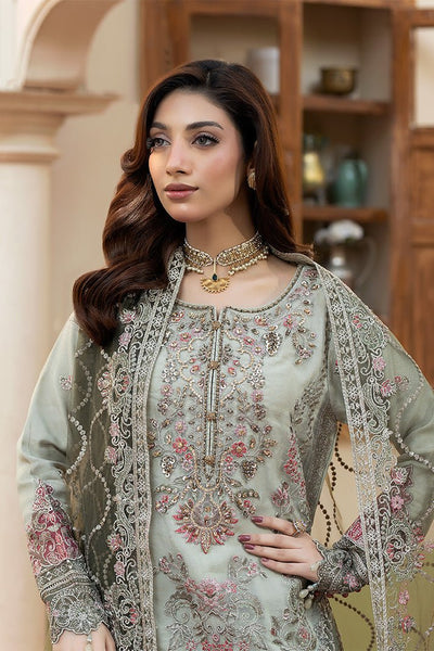 Imrozia Premium | Baad e Saba | I-268 Narmeen-Brand:Imrozia Premium-Type:Ladies Clothes-Ice Blue-Organza-House of Maryam- Buy in UK, USA
