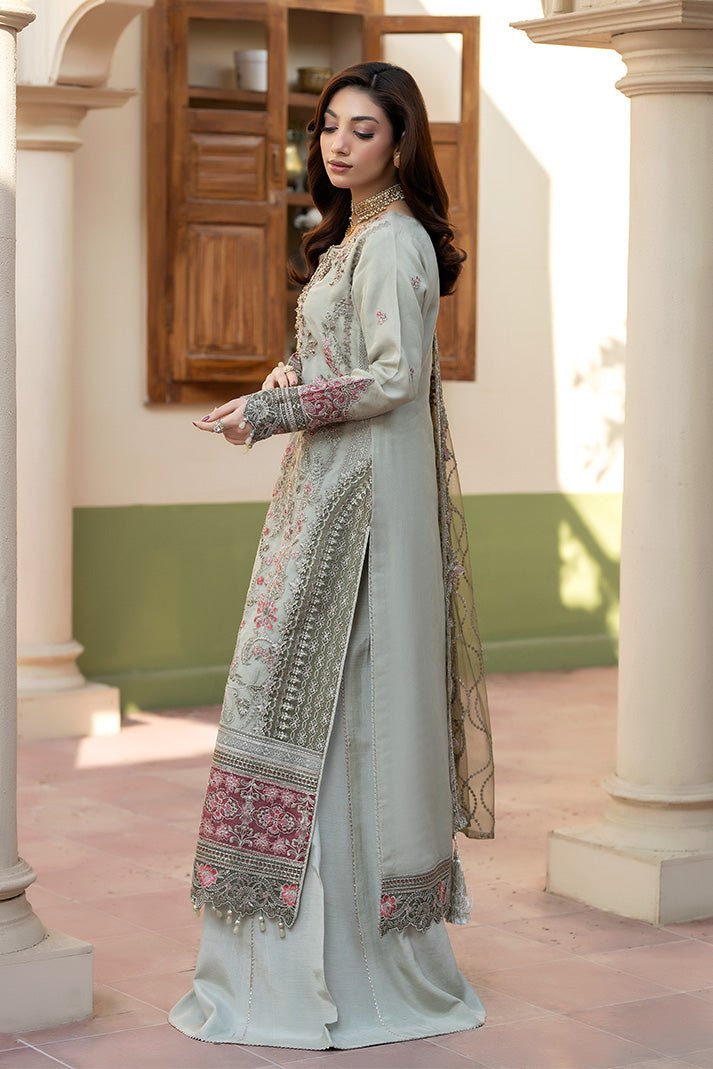 Imrozia Premium | Baad e Saba | I-268 Narmeen-Brand:Imrozia Premium-Type:Ladies Clothes-Ice Blue-Organza-House of Maryam- Buy in UK, USA