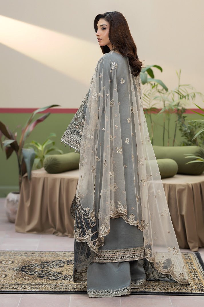 Imrozia Premium | Baad e Saba | I-269 Sukoon-Brand:Imrozia Premium-Type:Ladies Clothes-Steel Gray Hue-Organza-House of Maryam- Buy in UK, USA