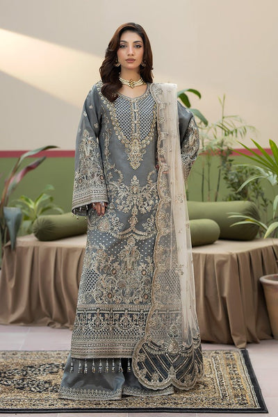 Imrozia Premium | Baad e Saba | I-269 Sukoon-Brand:Imrozia Premium-Type:Ladies Clothes-Steel Gray Hue-Organza-House of Maryam- Buy in UK, USA