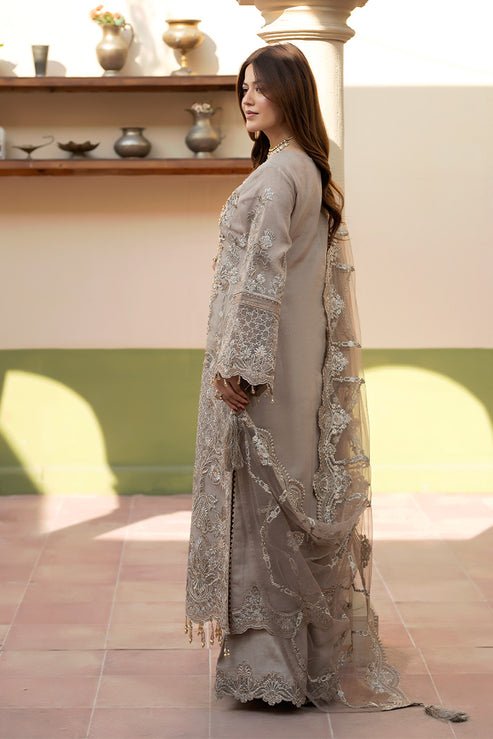 Imrozia Premium | Baad e Saba | I-270 Samak-Brand:Imrozia Premium-Type:Ladies Clothes-Beige-Organza-House of Maryam- Buy in UK, USA