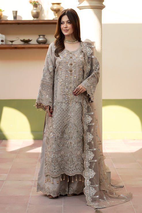 Imrozia Premium | Baad e Saba | I-270 Samak-Brand:Imrozia Premium-Type:Ladies Clothes-Beige-Organza-House of Maryam- Buy in UK, USA