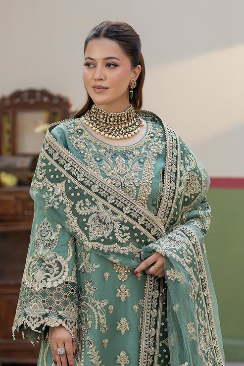 Imrozia Premium | Baad e Saba | I-271 Rimal-Brand:Imrozia Premium-Type:Ladies Clothes-Sea Green-Organza-House of Maryam- Buy in UK, USA