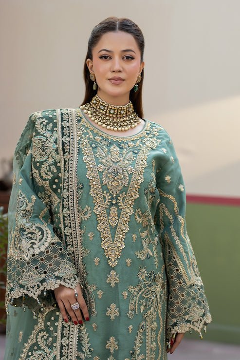 Imrozia Premium | Baad e Saba | I-271 Rimal-Brand:Imrozia Premium-Type:Ladies Clothes-Sea Green-Organza-House of Maryam- Buy in UK, USA