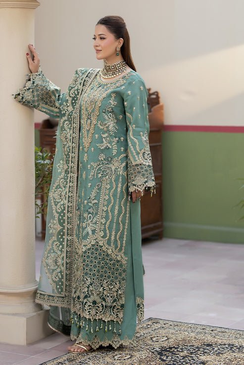Imrozia Premium | Baad e Saba | I-271 Rimal-Brand:Imrozia Premium-Type:Ladies Clothes-Sea Green-Organza-House of Maryam- Buy in UK, USA