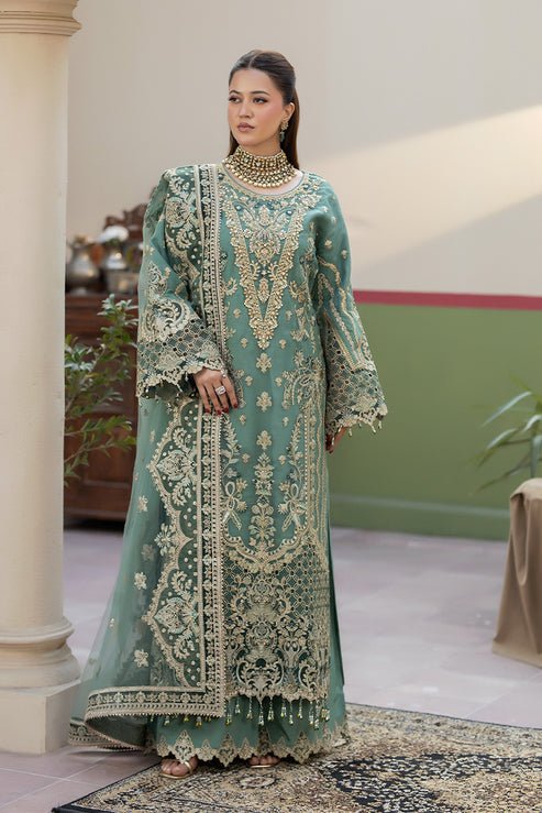 Imrozia Premium | Baad e Saba | I-271 Rimal-Brand:Imrozia Premium-Type:Ladies Clothes-Sea Green-Organza-House of Maryam- Buy in UK, USA