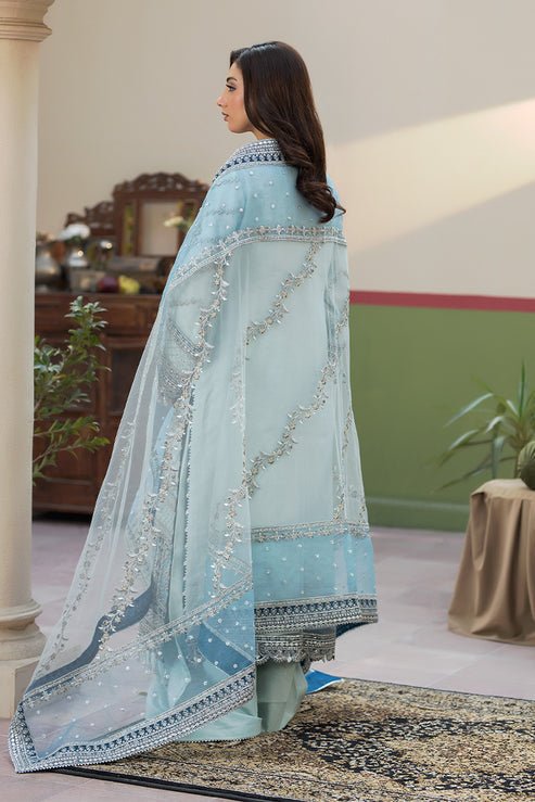 Imrozia Premium | Baad e Saba | I-272 Aylaan-Brand:Imrozia Premium-Type:Ladies Clothes-Ice Blue-Organza-House of Maryam- Buy in UK, USA