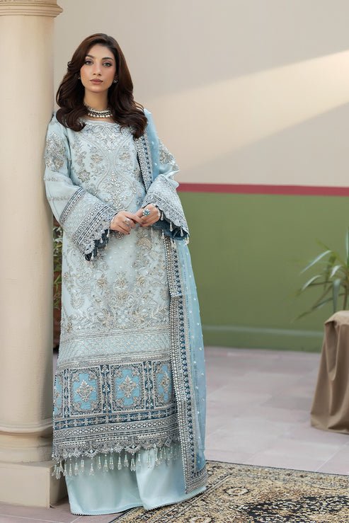 Imrozia Premium | Baad e Saba | I-272 Aylaan-Brand:Imrozia Premium-Type:Ladies Clothes-Ice Blue-Organza-House of Maryam- Buy in UK, USA