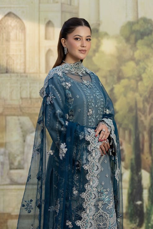 Imrozia Premium | Baad e Saba | I-273 Nayab-Brand:Imrozia Premium-Type:Ladies Clothes-Powder Blue-Organza-House of Maryam- Buy in UK, USA