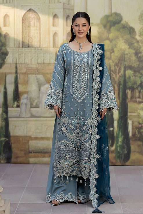 Imrozia Premium | Baad e Saba | I-273 Nayab-Brand:Imrozia Premium-Type:Ladies Clothes-Powder Blue-Organza-House of Maryam- Buy in UK, USA