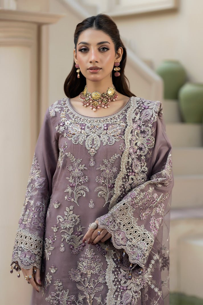 Imrozia Premium | Baad e Saba | I-274 Zehraab-Brand:Imrozia Premium-Type:Ladies Clothes-Purplish Gray-Organza-House of Maryam- Buy in UK, USA