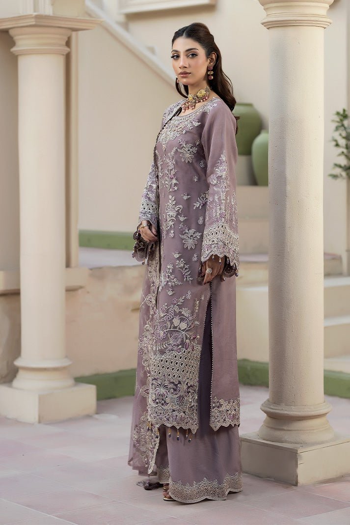 Imrozia Premium | Baad e Saba | I-274 Zehraab-Brand:Imrozia Premium-Type:Ladies Clothes-Purplish Gray-Organza-House of Maryam- Buy in UK, USA