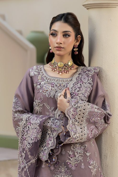 Imrozia Premium | Baad e Saba | I-274 Zehraab-Brand:Imrozia Premium-Type:Ladies Clothes-Purplish Gray-Organza-House of Maryam- Buy in UK, USA