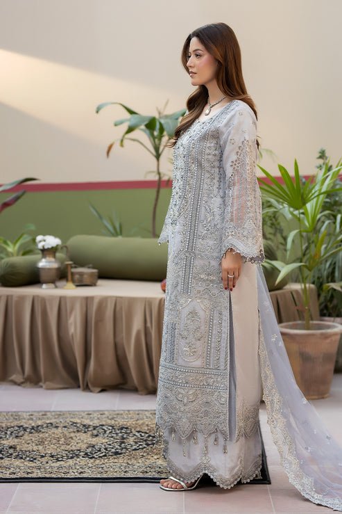 Imrozia Premium | Baad e Saba | I-275 Safiyaan-Brand:Imrozia Premium-Type:Ladies Clothes-Pearl White-Organza-House of Maryam- Buy in UK, USA