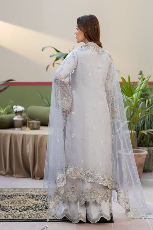 Imrozia Premium | Baad e Saba | I-275 Safiyaan-Brand:Imrozia Premium-Type:Ladies Clothes-Pearl White-Organza-House of Maryam- Buy in UK, USA