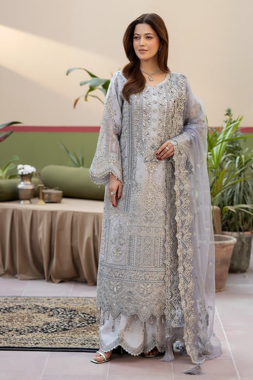 Imrozia Premium | Baad e Saba | I-275 Safiyaan-Brand:Imrozia Premium-Type:Ladies Clothes-Pearl White-Organza-House of Maryam- Buy in UK, USA